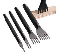 Leather Punch Tool - Black Hole Punch for Leather - Professional Working Hand Tool Kit, 1/2/4/6 Prong Lacing Stitching Punch for Leather Craft