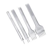 Leather Punch Tools Set 4pcs High Carbon Steel 3mm Spacing DIY Leathercraft Hole Punch Stitching Tool 1+2+4+6 Prong for Leather Crafting and Repair