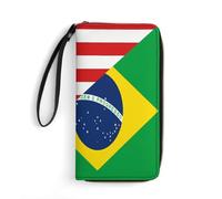 Leather Purse America Flag and Brazil Brazilian Flag Handbags Artistic Women's Wallets Microfiber Wallet Pouch for Friend, Daughter, Girlfriend