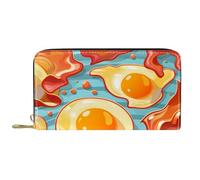 Leather Purse Breakfast and Eggs Handbags Artistic Wallet Pouch Card Case Women Card Case for Friend, Women, Mother