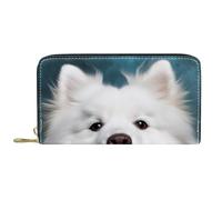 Leather Purse Cute Samoyed Dog Women's Wallets Retro Style Leather Wallet Colourful Wallet Pouch for Kids, Daughter, Girlfriend
