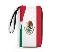 Leather Purse Half Dominican Republic Half Mexico Flag Women's Wallets Card Case Handbags Retro Style Genuine Leather Wallets for Friend, Evening Party, Mother