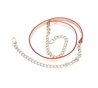 Leather Purse Handle Chain, Metal Leather Chain Strap Replacement for Handbags Crochet Purses, 47.2in Long Cowhide & Steel Chain with Snap Hooks, Lightweight 0.5in Wide (Original Color)
