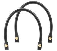 Leather Purse Handles Replacement, 2 PCS Black PU Leather Purse Straps with Metal Button for DIY Handbag Accessories, Art Crafts Bag Making Supplies