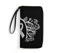 Leather Purse Lung Cancer Awareness Women's Wallets RFID Blocking Leather Wallet Artistic Wallet Pouch for Friend, Girlfriend, Teacher