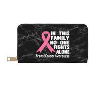 Leather Purse Nobody Fights Alone Breast Cancer Awareness Genuine Leather Wallets with Zipper Pocket Women's Wallets RFID Blocking Clutch Wallet for Evening Party, Girls, Daughter
