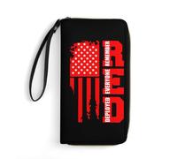 Leather Purse R.E.D Remember Everyone Deployed Red Friday 4 Women's Wallets Cute Genuine Leather Wallets RFID Blocking Wallet Pouch for Teens, Friend, Evening Party
