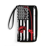 Leather Purse U.S. Bassfishingflag Handbags Vintage Genuine Leather Wallets RFID Blocking Women's Wallets for Women, Evening Party, Girls