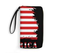 Leather Purse Vintage America Flag Clutch Wallet Retro Style Leather Wallet Artistic Women's Wallets for Mother, Daughter, Evening Party
