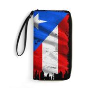 Leather Purse Vintage Puerto Rico and America Flag Women's Wallets Microfiber Leather Wallet Card Case Clutch Wallet for Girlfriend, Mother, Daughter