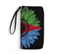 Leather Purse Vintage Sunflower Eritrea Eritrean Flag Women's Wallets Microfiber Handbags RFID Blocking Women Card Case for Unisex, Teens, Daughter