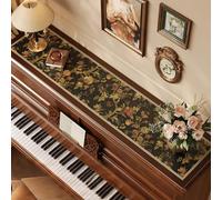 Leather PVC Piano Top Runner Christmas Upright, Waterproof Heat Resistant Dresser Top Protector Covers, Vintage Table Runner TV Cabinet Mat Cuttable(Style-1,14x64in)