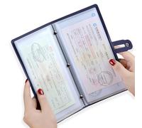 Leather Receipt Organizer,Coupon Organizer with 20 Pockets, Multi-Purpose Receipt Holder with Credit Card Holder, Wallet Style Coupon Holder Prevent Loss or Damage of Receipts and Coupons (Blue)