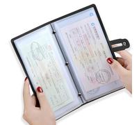 Leather Receipt Organizer,Coupon Organizer with 20 Pockets, Multi-Purpose Receipt Holder with Credit Card Holder, Wallet Style Coupon Holder Prevent Loss or Damage of Receipts and Coupons (Black)