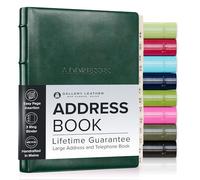 Leather Refillable Desk Address Book, by Gallery Leather, 9"x7" (Acadia Green)