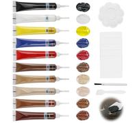 Leather Repair Kit, Leather Repair Cream with Brush, 10 color Leather Restorer for Sofa,20mL Cream Vinyl Repairs Filler for Car Seats Furniture Jacket Purse Belt,Filling Holes Scuff Scratches Cracking