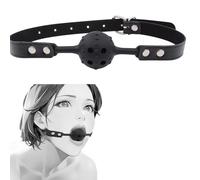 Leather Restraints Breathable Silicone Ball Gag Mouth Opener Mouth Bite Gag
