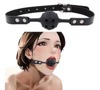 Leather Restraints Breathable Silicone Ball Gag Mouth Opener Mouth Bite Gag | Adjustable Size Leather Head Straps Mouth Ball SM Bite Gag mouth sex set Domination Fetish Fantasy Sex PlayFor Couples