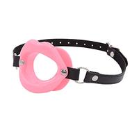 Leather Restraints with Silicone Open O-Ring Mouth Gag Adjustable Strap Bondage Harness for BDSM Couples Adult Play (Pink-a4)