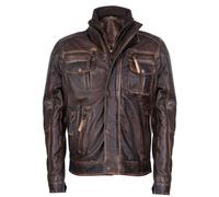 Leather Retro Biker Jacket-Toronto Infinity Leather Brown 5XL