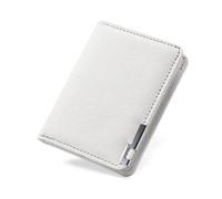 Leather Retro Wallet Short Men's Multi-Card Slots Card Holder Iron Edge Cross Pattern Ultra-Thin Coin Purse(White)