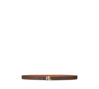 Leather Reversible Slim Belt with Logo camel