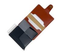 Leather RFID Blocking Pop up Metal Card Holder for Men and Women, RFID Protected Pop Up Slim Credit Debit Case Holder, Birthday Gifts for Doctor, Husband, Father, Diwali Gifts (Brown)