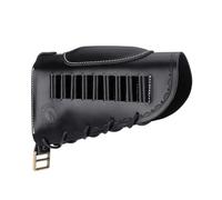 Leather Rifle Buttstock Ammo Pouch Adjustable Cheek Rest Recoil Pad Case | Right Handed Design, 9 Rifle Cartridge Holder Loops, Integrated Cheek Rest Riser, Adjustable Lace Straps, Handmade stitching