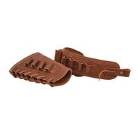 Leather Rifle Buttstock Pouch Ammo Holder With Shoulder Sling for .357 .30-30.45-70 .308 .22LR 12GA (Righty Hand, Brown(12 Gauge))
