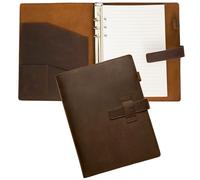 Leather Ring Binder A5 Refillable 6-Ring Binder Notebook Reusable with 120 Writing Pages, Travel Diary & Diary Made of Genuine Leather, Gifts for Men and Women, Artists, Brown