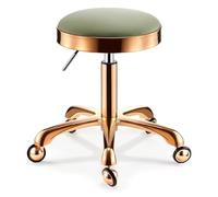 Leather Rolling Stool with Stainless Steel Wheels, Adjustable Heavy Duty Swivel Chair for Kitchen, Office, Drafting, Lab, Massage