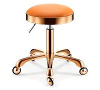 Leather Rolling Stool with Stainless Steel Wheels, Adjustable Heavy Duty Swivel Chair for Kitchen, Office, Drafting, Lab, Massage