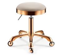 Leather Rolling Stool with Stainless Steel Wheels, Adjustable Heavy Duty Swivel Chair for Kitchen, Office, Drafting, Lab, Massage