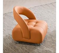 Leather Rolling Stool with Wheels, Low Back Ottoman Bench Seat with Sponge Filled Cushion, Stylish Footrest for Home or Office