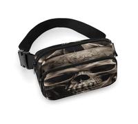 Leather Rose Skull Fanny Pack Belt Bag with Adjustable Strap Fashion Waist Bag for Outdoor Sports Hiking