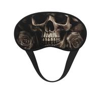 Leather Rose Skull Sleep Mask for Side Sleeper Eye Mask for Sleeping Light Blocking Soft Breathable Sleep Eye Mask for Women Men Adjustable Elastic Strap Travel Nap Blackout Eye Shade Cover