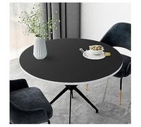 Leather Round Table Cloth Wipeable, Waterproof Faux Leather Tablecloths for Round Tables, Large Vinyl Round Table Protector Pad for Dining Room Table, Heat Proof Coffee Table Mat, (120 cm,Black)
