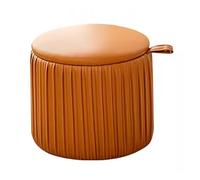 Leather RoundStool SpaceSaving Footstool for Living Room & Entryway Versatile Shoe Changing & Makeup Chair Small Pouf