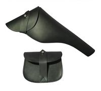 Leather Sam Browne Holster & Ammo Pouch Set for Duty Belt, Black Genuine, Premium Police Tactical Gear, Durable Secure Strap Closure, Heavy-Duty Law Enforcement Utility Belt Accessories