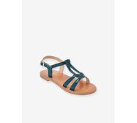 Leather Sandals for Children, Backle by LES TROPEZIENNES® PAR M. BELARBI turquoise