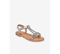 Leather Sandals for Girls, Badou by LES TROPEZIENNES® PAR M. BELARBI silver