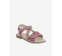 Leather Sandals with Hook-and-Loop Strap for Children, Designed for Autonomy raspberry pink