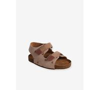 Leather Sandals with Touch-Fasteners, for Baby Boys printed beige