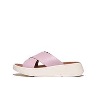 FitFlop F-Mode Leather Cross Flatform Slides, All Black