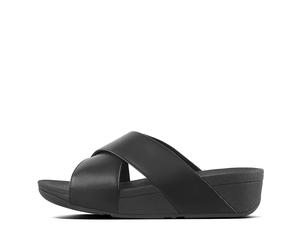 Leather sandals woman FitFlop Lulu Cross Slide Noir 39