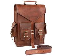 Leather Satchel Backpack for Men & Women Vintage Brown Messenger, Convertible Large Laptop and Travel Bag Rucksack for Work