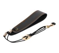 Leather Saxophone Strap for Alto Tenor Soprano Sax, Single Shoulder Design, Adjustable Length, Classic Black, Comfort Leather Pad, for Adults and Junior Musicians