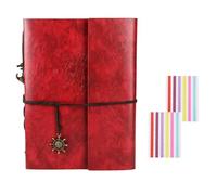 Leather Scrapbook Photo Album Vintage DIY Guest Book with 60 Premium Black Pages Present for Kids Graduation Wedding Anniversary Family Travel Birthday Christmas (Red)