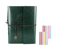 Leather Scrapbook Photo Album Vintage DIY Guest Book with 60 Premium Black Pages Present for Kids Graduation Wedding Anniversary Family Travel Birthday Christmas (Green)