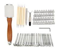 Leather Sculpture Stamping Tools Kit, Professional Leather Working Tools with 21 Patterns, Zinc Alloy Steel and Beech Wood Handle, DIY Leather Craft Tools for Bags, Wallets, Shoes